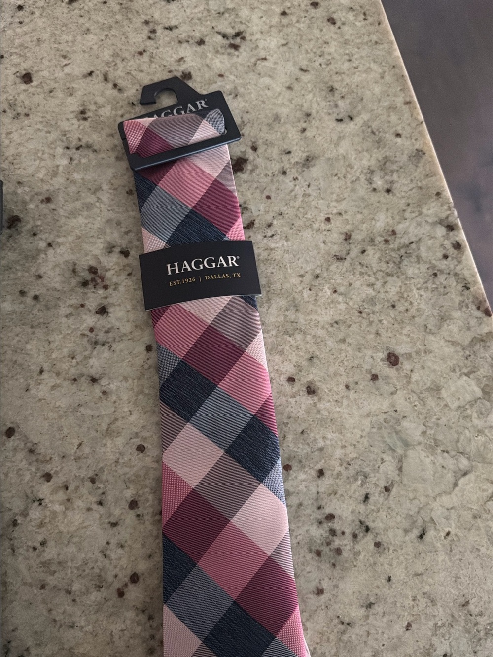 Haggar Pink and Gray Plaid Men's Tie